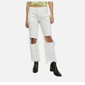 FREE PEOPLE  We the Free Maggie Mid Rise Ripped Jean Optic White Size 25